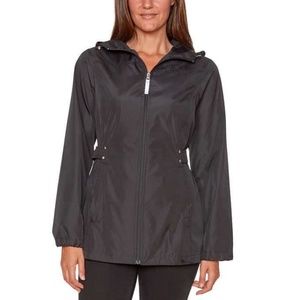 Black Parka in a Pocket Rain Jacket